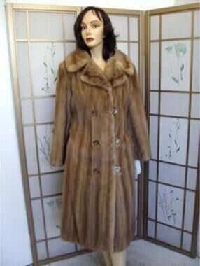 MINT PASTEL MINK FUR COAT W/BELT WOMEN SZ 6